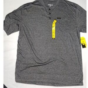 Stanley Henley Shirt Pocket Tee Heather‎ Gray Short Sleeve XL Workwear NWT Comfy